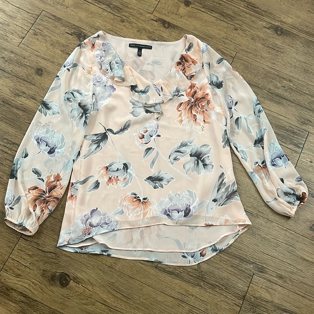 Light Pink long sleeve floral print blouse